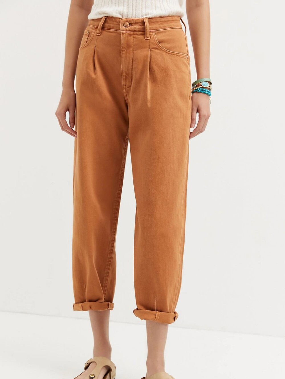 Anthropologie Pilcro The Breaker Tan High Rise Relaxed Barrel Leg Jeans Size 25